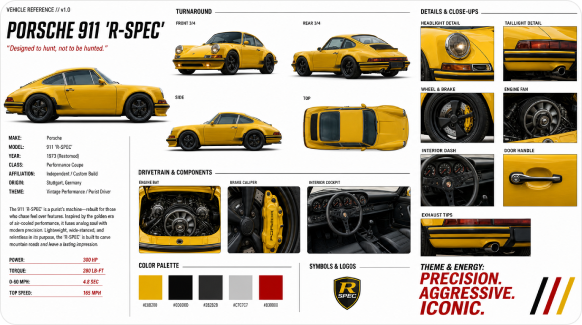 Porsche 911 'R-Spec' Technical Specification sheet